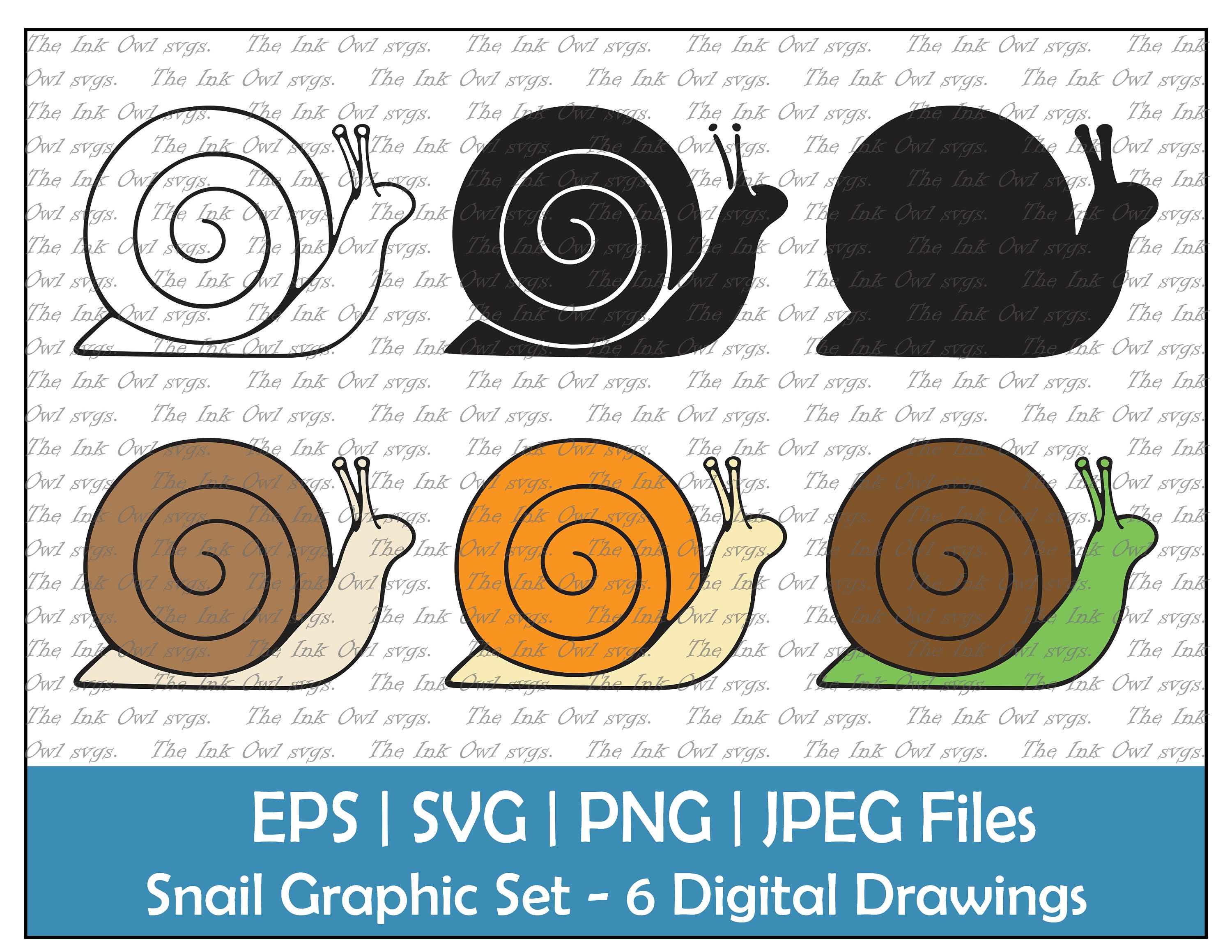 Snail Vector Clipart Set / Outline Silhouette & Stamp Graphic Etsy Israel