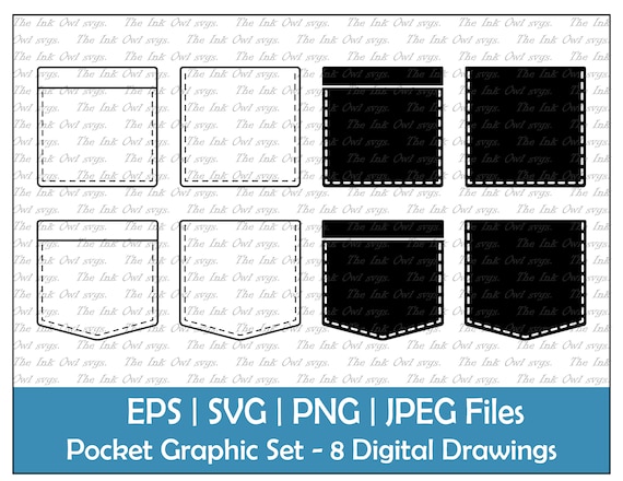 Shirt Pocket Vector Clipart Set / Outline & Stamp Drawing - Etsy Canada