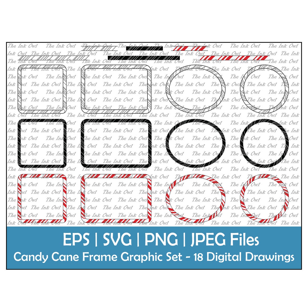 Candy Cane Frame Border Clipart / Outline Stamp & Color Etsy UK