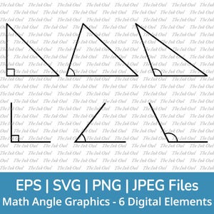 May include: Six black and white line drawings of different angles. The angles are labeled with a small square or arc to indicate the angle. The drawings are on a white background with a repeating pattern of the words "The Ink Owl".