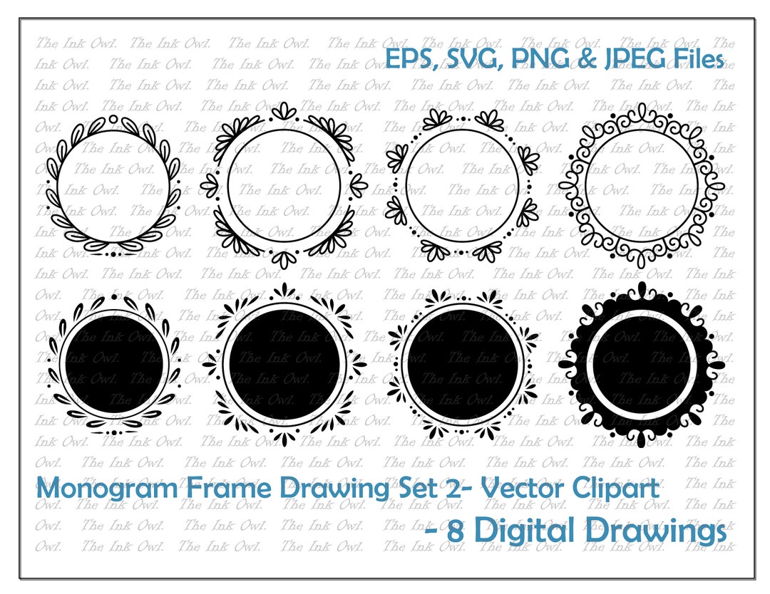 Monogram Frame Border Vector Clipart Set 2 / Decorative - Etsy Israel