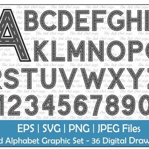 Alfabeto de letras de carretera y conjunto de imágenes prediseñadas de números / Gráficos de texto / Banners de logotipos ABC 123 / Uso comercial / PNG, JPG, svg, Eps