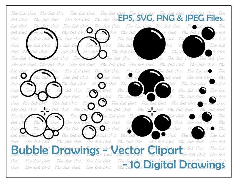 Air Bubbles Clipart Set / Outline &amp; Silhouette Stamp Graphics - Etsy