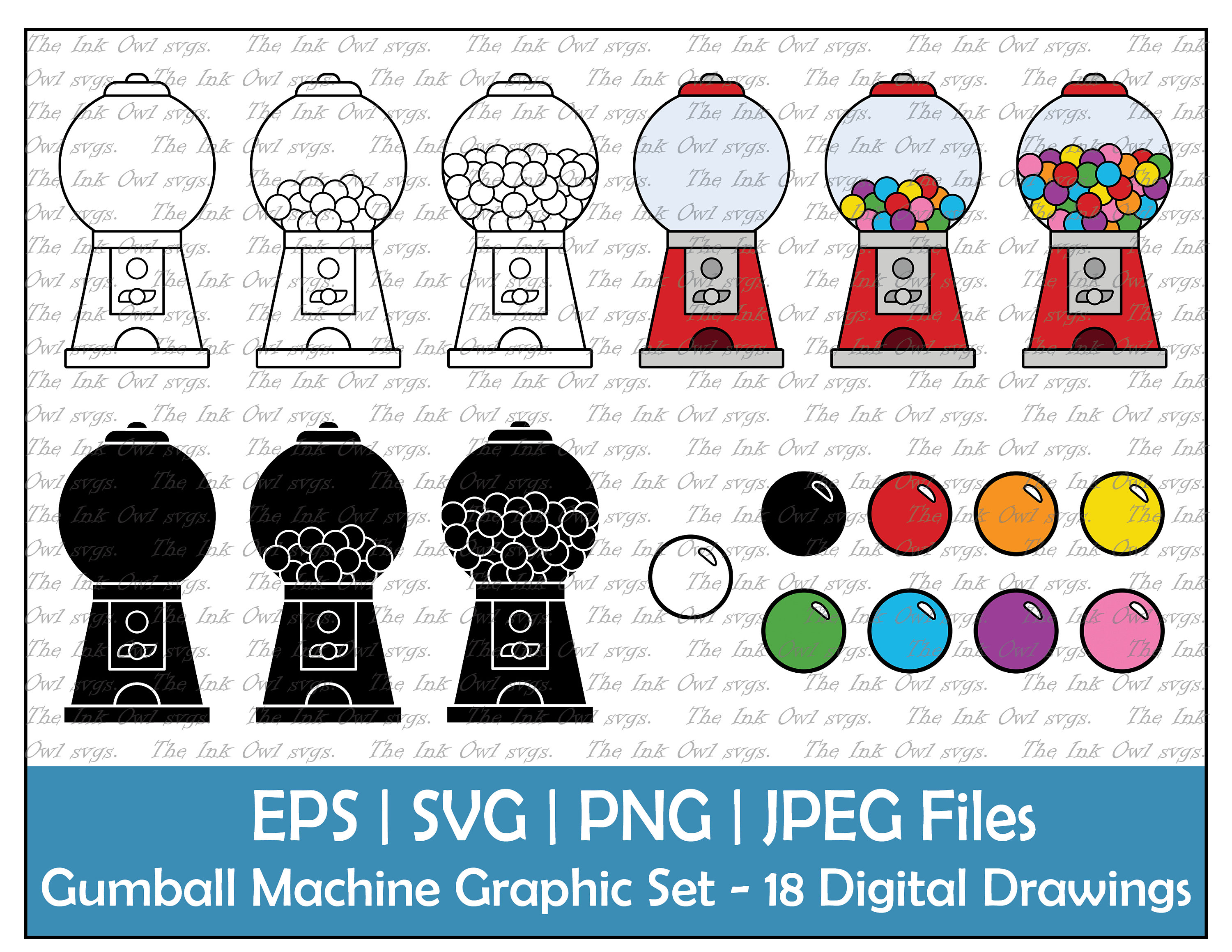 Gumball Vending Machine Clipart Set Outline Silhouette Etsy UK