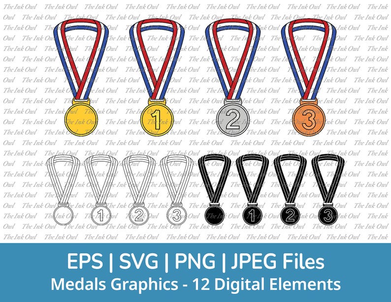 Medal Award Ribbons Svg Vector Clipart / Outline, Stamp Silhouette ...