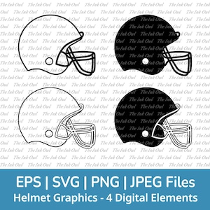 Voetbalhelm tekening set vector clipart / overzicht & stempel silhouet afbeelding afbeelding / sportuitrusting / png, svg, jpg, eps