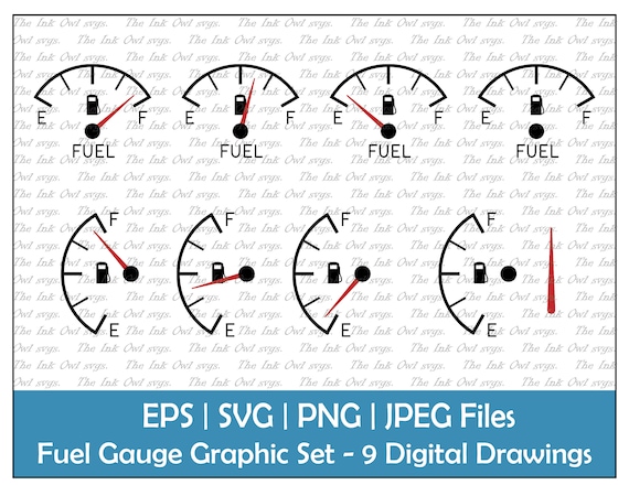 Fuel Gauge Meter Dial Vector Clipart Set / Outline & Colored | Etsy