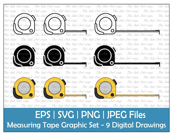 Measuring Tape Vector Clipart Set / Outline Stamp &amp; Color - Etsy