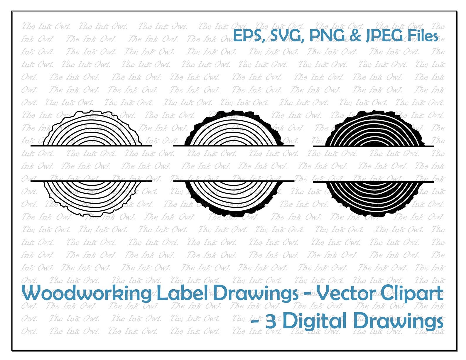 Woodworking Split Label Tree Rings Vector Clipart / Outline & - Etsy