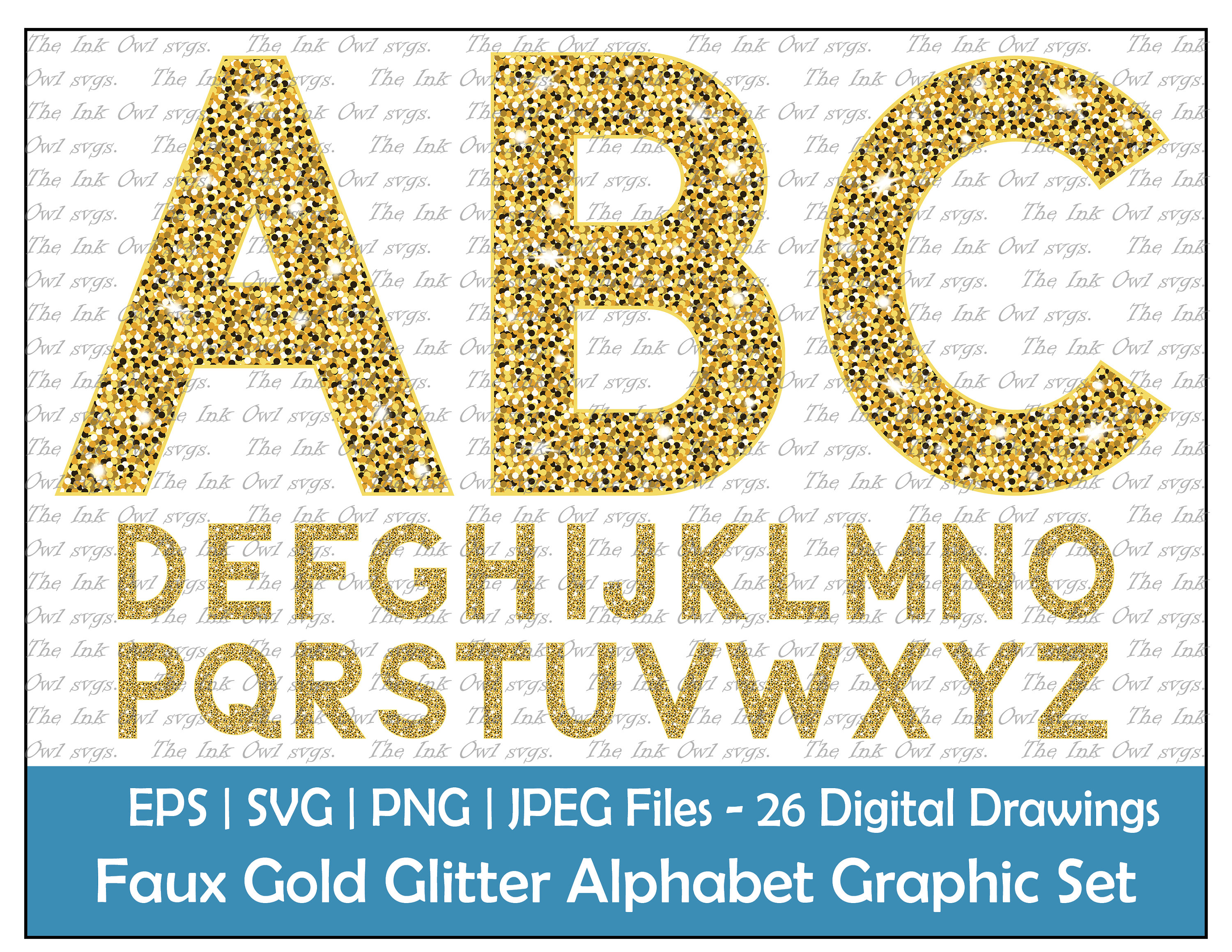 Gold Glitter Alphabet Letters Vector Clipart Set / Text - Etsy