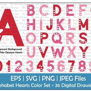 Heart Cutout Alphabet Letters and Numbers Vector Clipart / Pink and Red Text Graphics / ABC 123 Font Logos banners / PNG, JPG, svg, Eps
