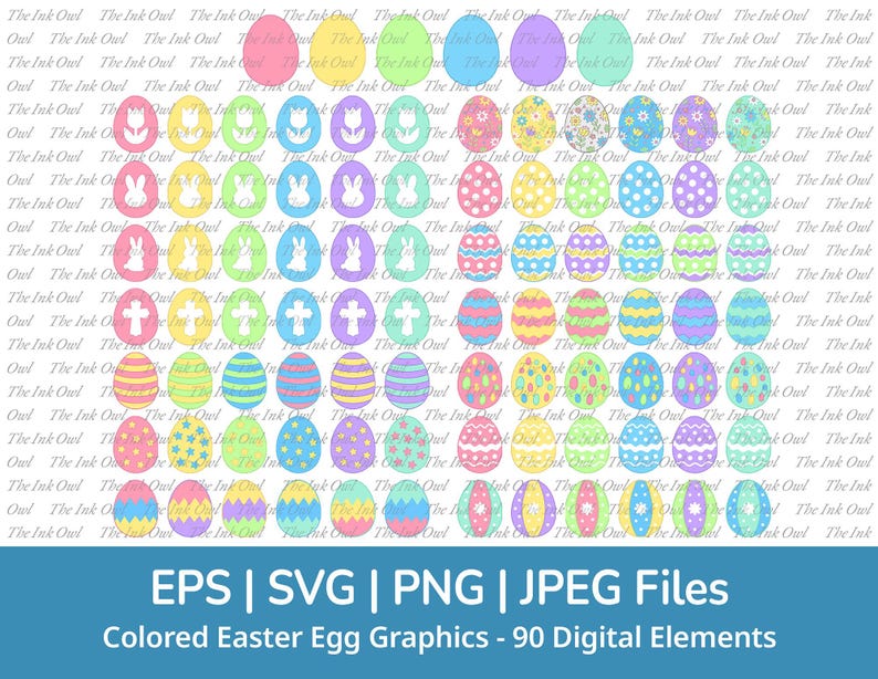 Decorated Easter Egg SVG Vector Clipart Graphics / Colorful Rainbow ...