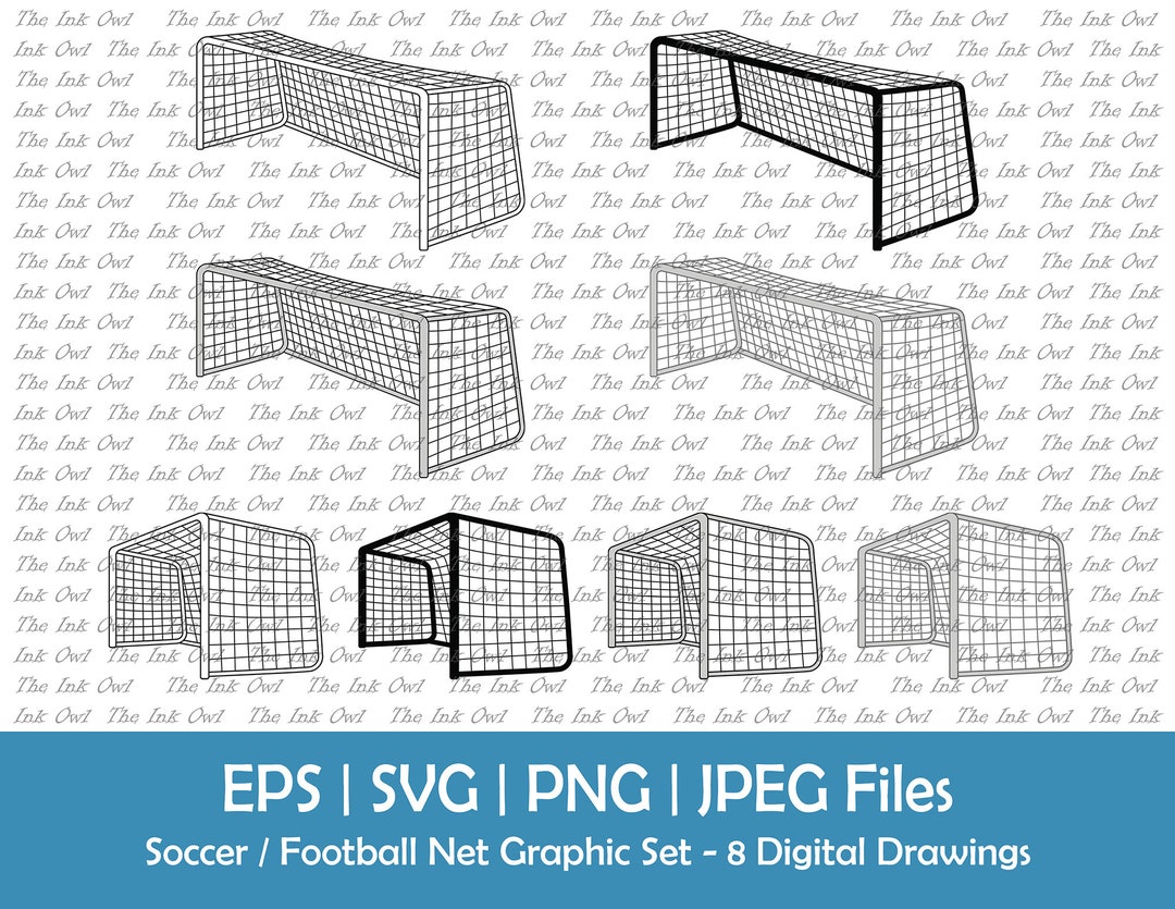 Angled Soccer or Football Net Vector Clipart Set / Outline, Silhouette ...