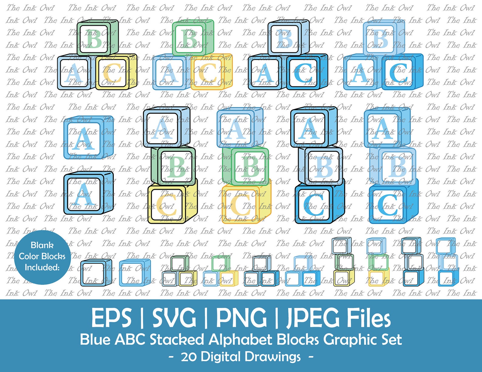 Blue ABC Alphabet Stacking Blocks Vector Clipart / Color Illustration ...