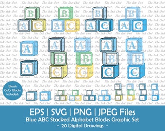 Blue Alphabet Blocks Clip Art - Alphabet Blocks Font - Alphabet Blocks ...