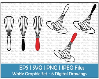 Whisk Vector Clipart / Outline & Stamp Graphic/ Baking cooking / PNG, JPG, SVG, Eps
