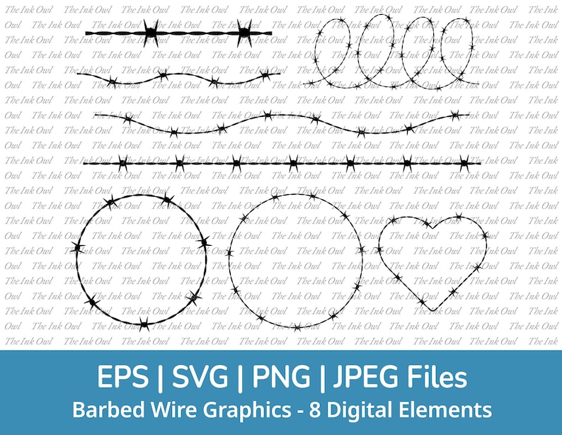 Barb or Barbed Wire Clipart Set / Border or Frame / Prison Security ...