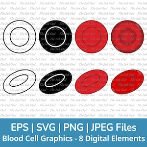 Krwinki Grafika Svg Wektor Clipart / Biologia / Zarys, sylwetka znaczka i kolorowe diagramy / Png, Svg, Eps, Jpg