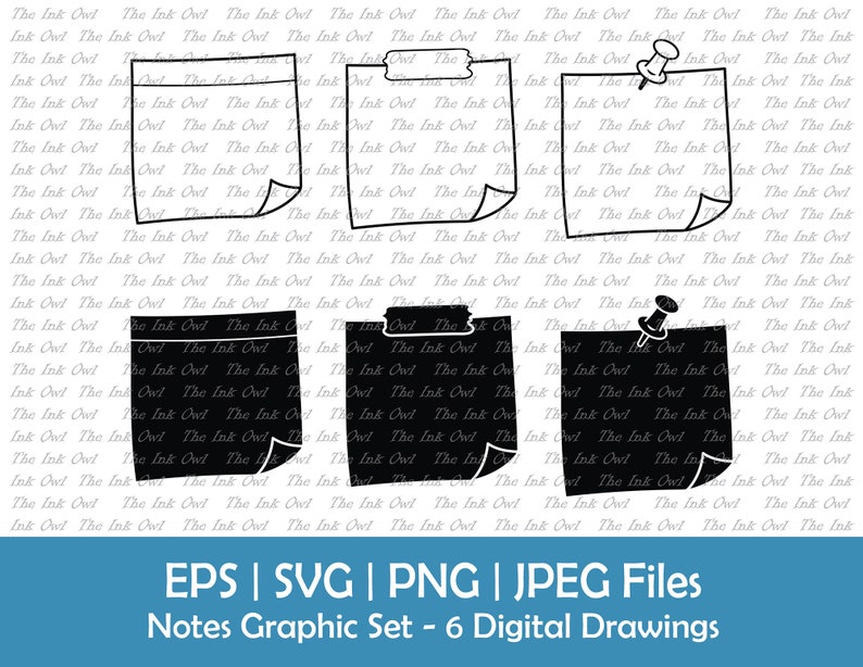Sticky Note Vector Clipart / Outline, Silhouette Graphic / Office ...