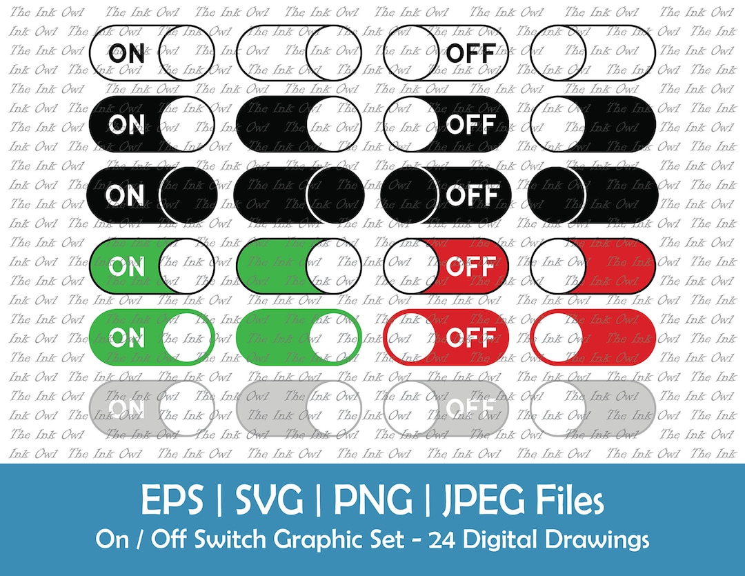 On off Toggle Switch Vector Clipart Set / Outline, Silhouette Stamp ...