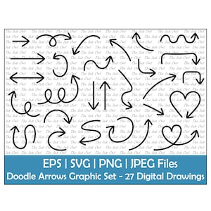 Conjunto de imágenes prediseñadas vectoriales de icono de flecha del planificador / Ilustraciones gráficas de silueta / Flechas de garabato de lista de viñetas / Dirección / Png, Svg, Jpg, Eps