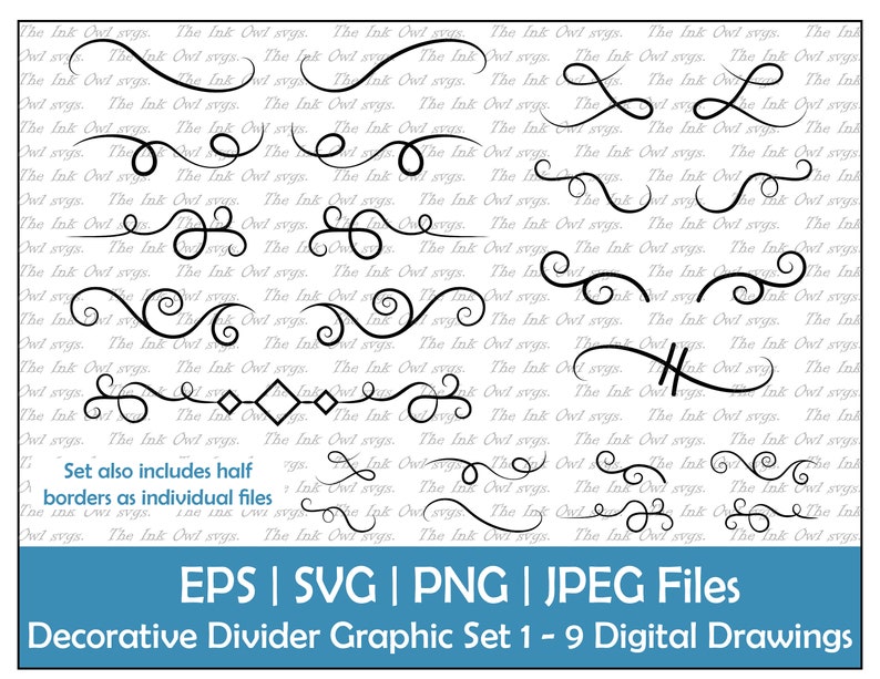 Calligraphy Divider Tree Divider Line Ornamental Calligraphy Graphic Clipart Set / Decorative ...