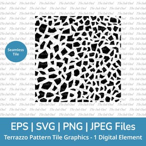 Motif terrazzo sans couture carreaux Svg Vector Clipart / timbre transparent décoratif Silhouette graphique / Png, Jpg, Svg, Eps