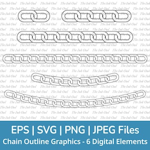 Chain Link Outline Svg Vector Clipart Set / Outline Transparent Graphic / Png, Svg, Jpg, Eps