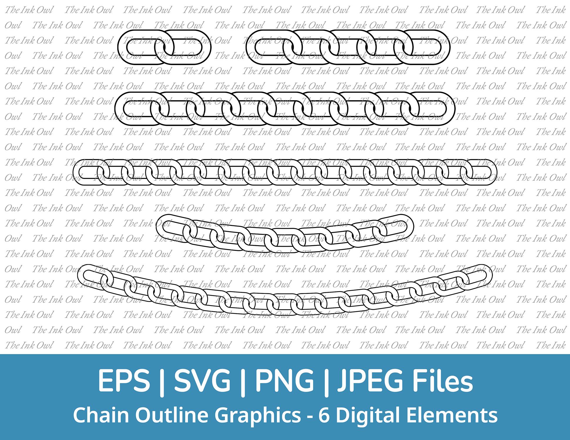Chain Link Outline Svg Vector Clipart Set / Outline Transparent Graphic ...