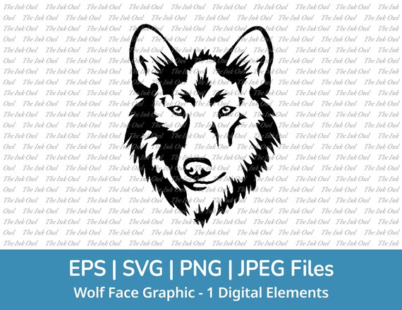 Wolf Dog Face Svg Vector Clipart Silhouette Stamp Graphic Illustration  Wild Animal Commercial Use Svg, Png, Jpg, Eps Sublimation