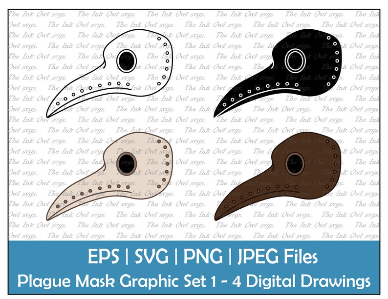 Plague Doctor Mask Vector Clipart / Outline & Stamp Drawing - Etsy