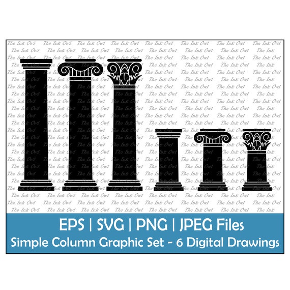 Simple Greek Column Outlines Vector Clipart Set Graphic, 53% OFF