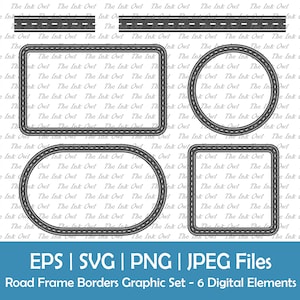 Racebaan weg framerand clipart / decoratief element / vierkant, cirkel, rechthoek, ovaal / Racing / Svg, png, jpg, eps