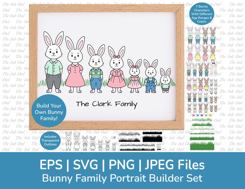 Cute Bunny Rabbit Custom Family Portrait Builder Template Clipart ...