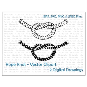 Rope Knot Vector Clipart / Tying the Knot Wedding Outline & Stamp Drawing Illustrations / PNG, JPG, SVG, Eps