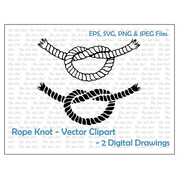 Rope Knot Vector Clipart / Tying the Knot Wedding Outline & Stamp Drawing  Illustrations / PNG, JPG, SVG, Eps