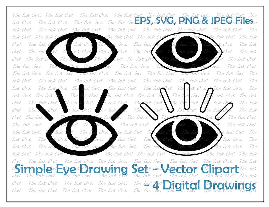 Simple Eye Graphic Drawing Vector Clipart / Outline & Stamp ...