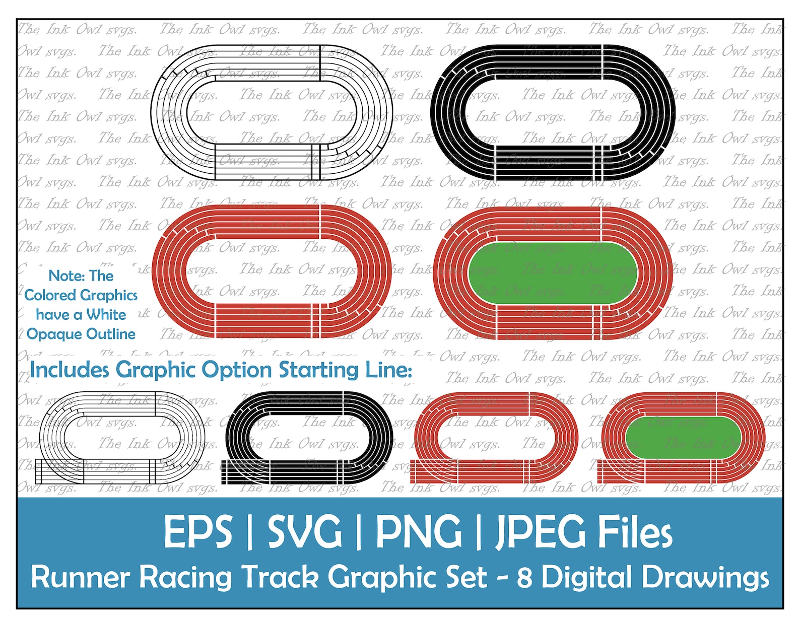 Running Track Clipart Set / Outline & Stamp Graphic / Track and Field ...