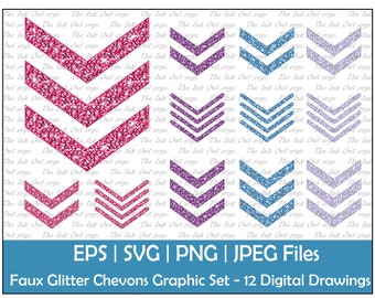 Glitter Chevron in Pink, Purple, Blue & Pastel Clipart Set / Faux Sparkle Graphic / Bullet List Arrows / Commercial Use / PNG, JPG, SVG, Eps