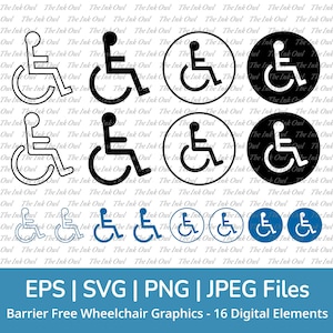 Barrièrevrij rolstoelsymbool Clipart / overzicht & stempel silhouet illustratie tekeningen / Toegankelijkheid voor gehandicapten / Png, Jpg, Svg, Eps