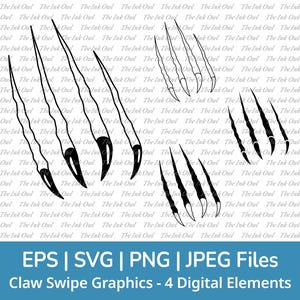 Klauen oder Talon Kratzen SVG - Vektorgrafik / Umriss & Silhouette / Monster Swipe / Sublimation Digitaler Aufkleber / Png, Jpg, SVG, Eps
