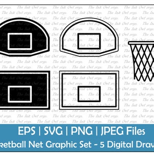 Basketball Net as Separate Pieces Svg Vector Clipart / Outline & Stamp Silhouette Graphic / Gym Sports / Png, Svg, Jpg, Eps