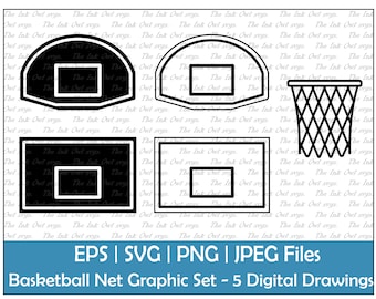 Basketball Net as Separate Pieces Vector Clipart / Outline & Stamp Graphic / Gym Sports / PNG, JPG, SVG, Eps