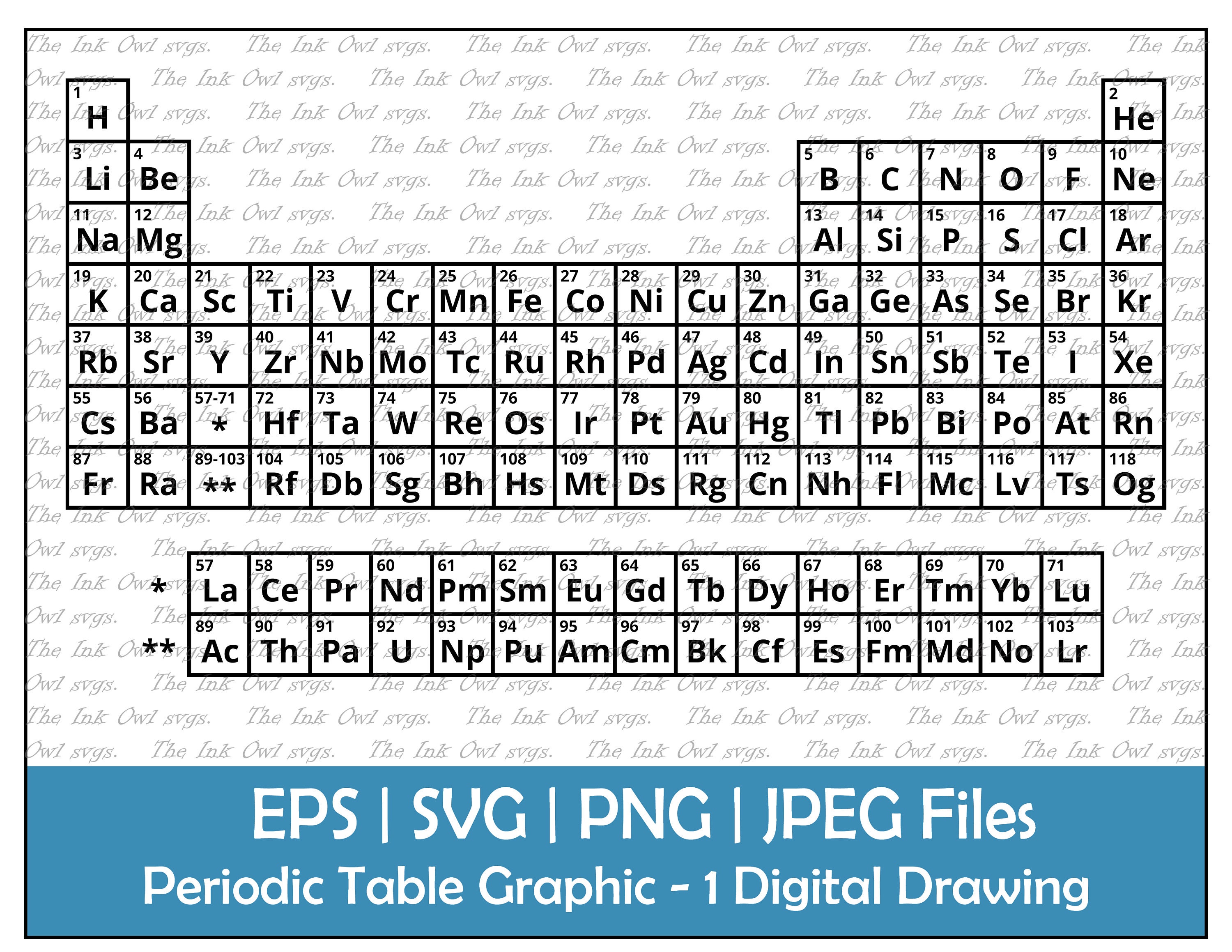 Buy Periodic Table Elements Vector Clipart Set / Outline Drawing Online