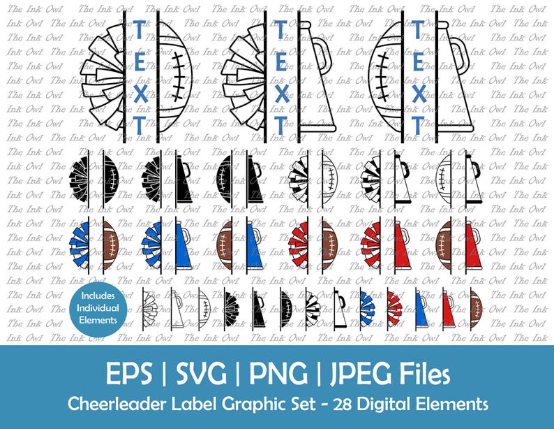 Split Cheerleader Label Clipart / Outline, Silhouette, Color Graphics ...