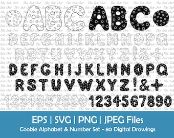 クッキーフォントアルファベット | チョコビスケット文字、数字（SVG