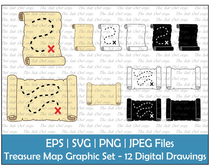 Blank Treasure Map SVG, Map Svg, Scroll Svg, Treasure Map Clipart ...