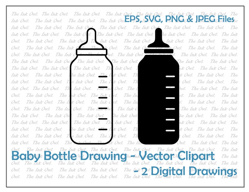 Download Svg Jpg Eps Baby Bottle Vector Clipart Outline Silhouette Drawing Illustrations Nursery Shower Graphics Png Clip Art Art Collectibles Delage Com Br