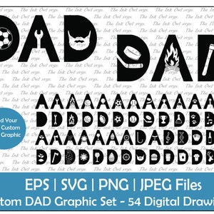 Diseño SVG de letra personalizada para papá / Gráfico de silueta / Día del Padre / Pasatiempos y deportes / Creador de regalos personalizados / SVG, PNG, JPG, EPS