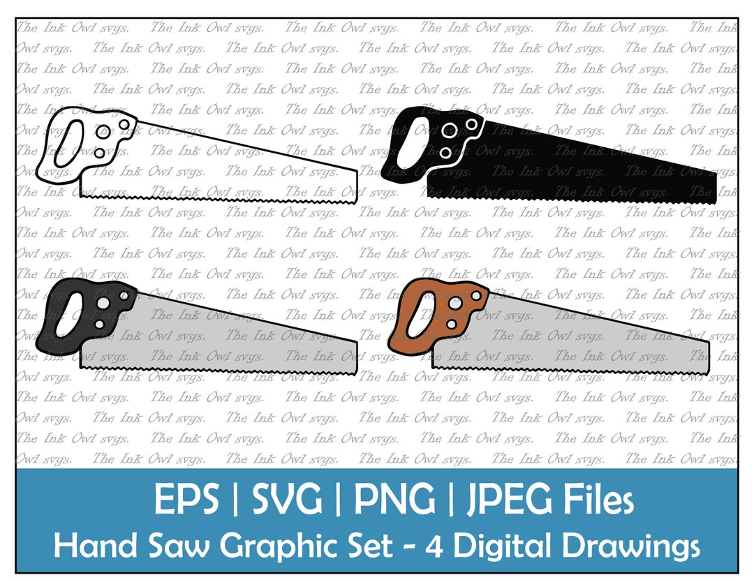 Hand Tools Cutouts Hand Saw Tool Vector Clipart / Outline, Stamp Silhouette & Color ...